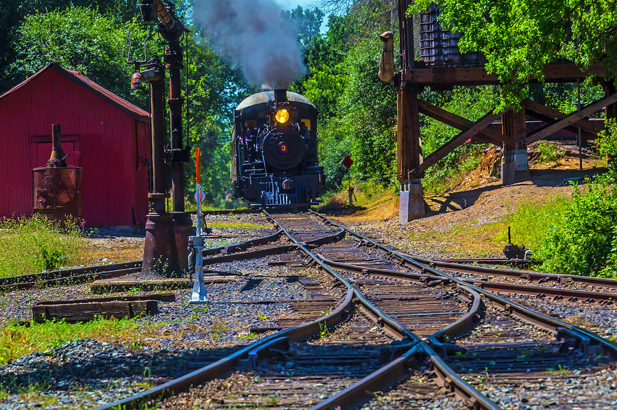 Steam Train Coming Down The Tracks Photograph by Garry Gay