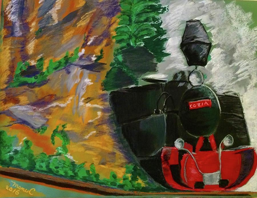 Steam train Pastel by Manuela Constantin