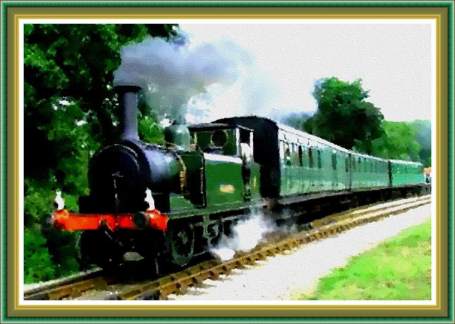 Steam Train Memories Catus 1 No. 5 H B With Decorative Ornate Printed Frame. Painting