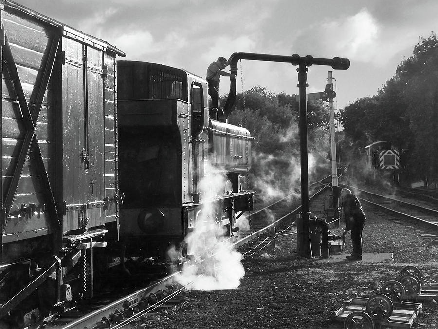 Steam Train Taking On Water in Mono Photograph by Gill Billington