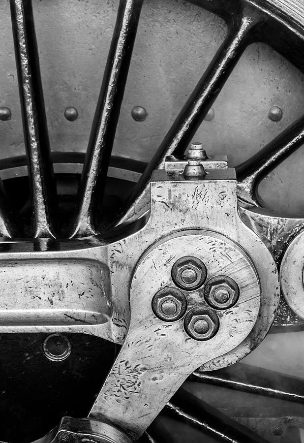 Steam Engine Wheel BW Photograph by Rick Deacon
