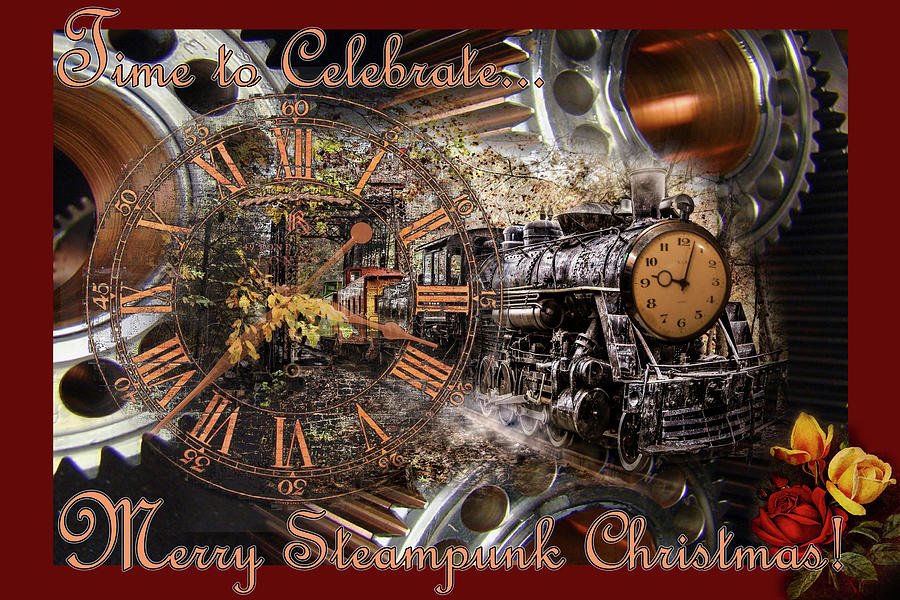 Steam Trains Coming for a Steampunk Christmas Photograph by Debra and Dave Vanderlaan