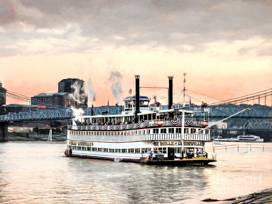 Steamboats At Cincinnati Photograph by Mel Steinhauer