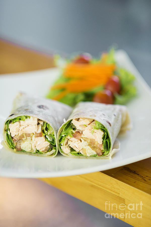 Steamed Salmon And Salad Wrap Photograph by JM Travel Photography
