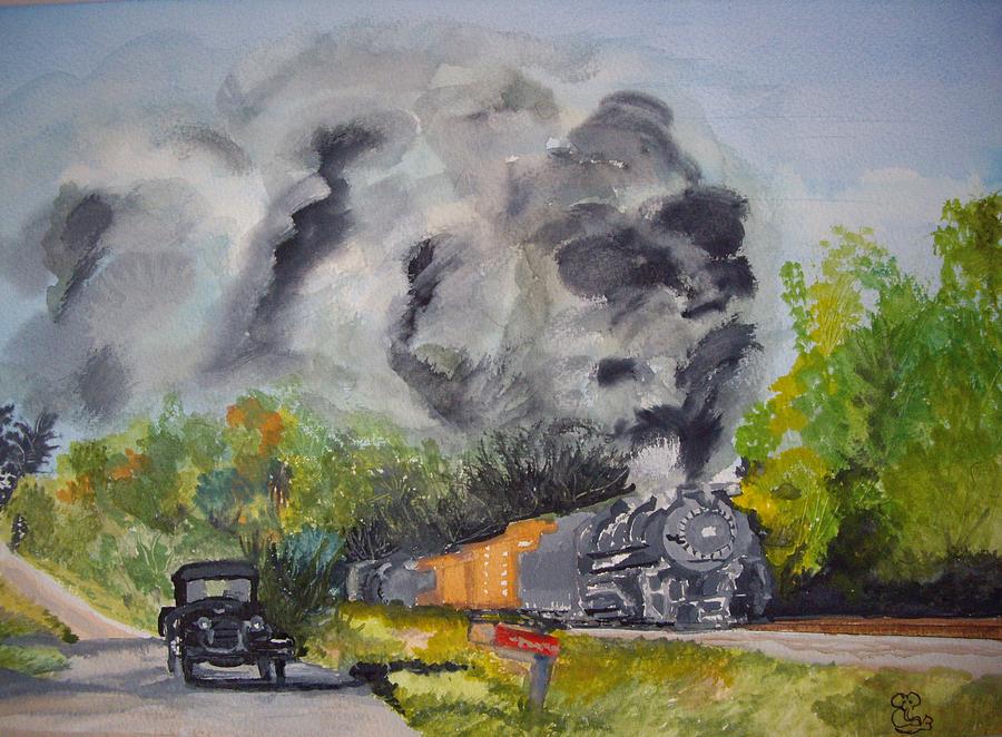Steaming along Painting by Carole Robins