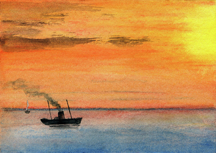 Steaming the Bay Painting by R Kyllo