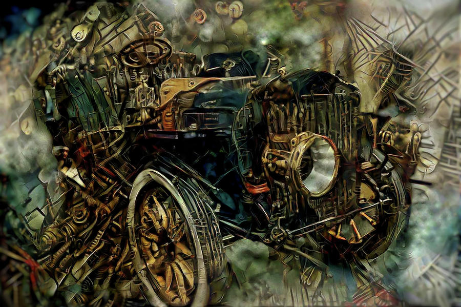 Steampunk Automobile Mixed Media by Lilia D