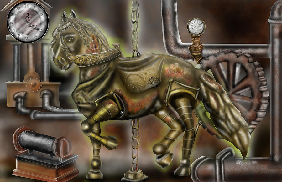 SteamPunk Carousel Painting by Rob Hartman