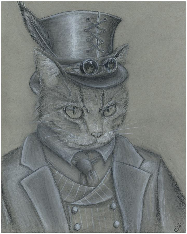 steampunk cat drawing