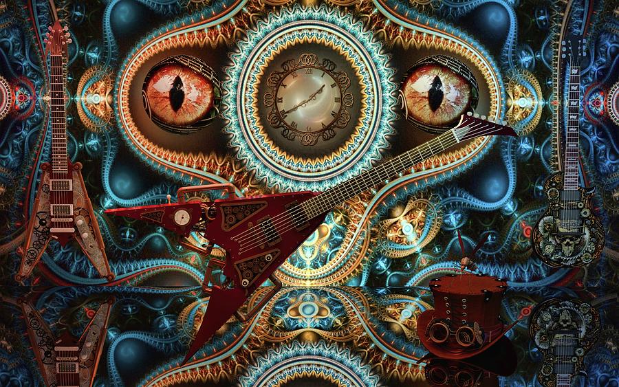 Steampunk Guitar Digital Art by Louis Ferreira