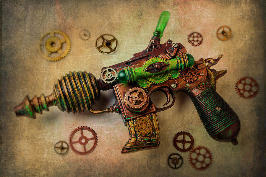 Still Life Photograph - Steampunk Gun And Gears by Garry Gay