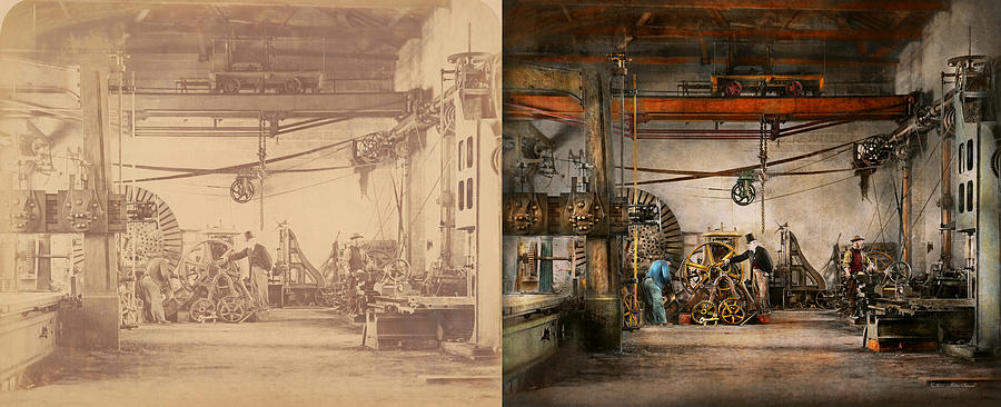 Steampunk - In an old clock shop 1866 - Side by Side Photograph by Mike Savad