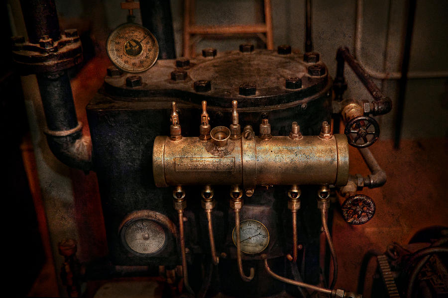 Vintage Photograph - Steampunk - Plumbing - The valve matrix by Mike Savad