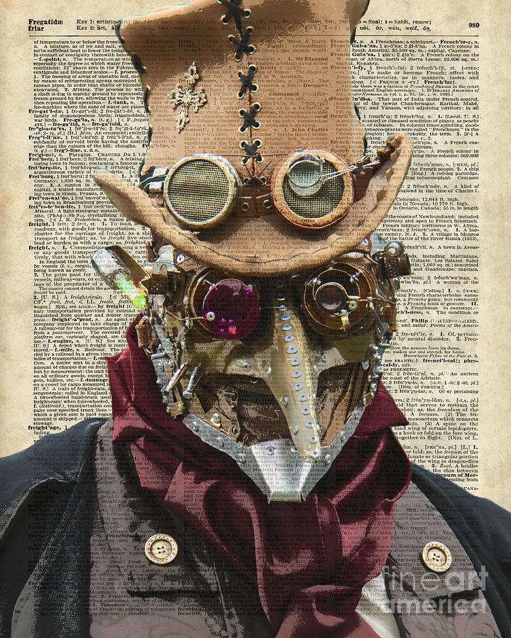 Goggle Digital Art - Steampunk robot by Anna W