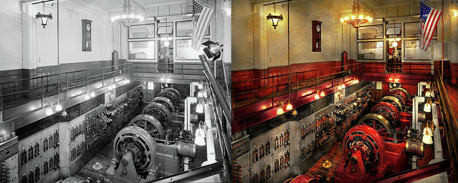 Steampunk - The Engine Room 1974 - Side by Side Photograph by Mike Savad