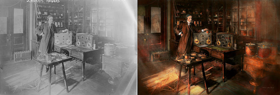 Steampunk - The time traveler 1920 - Side by Side Photograph by Mike Savad