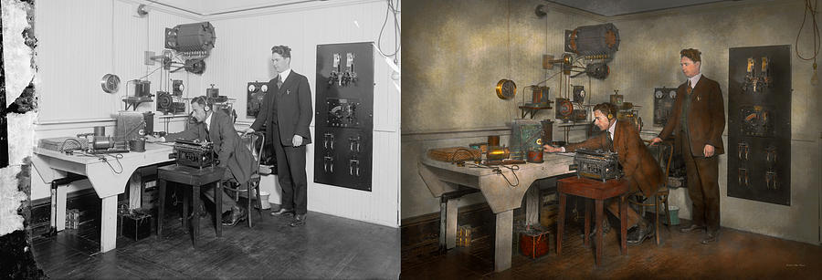 Steampunk - The wireless apparatus - 1905 - Side by side Photograph by Mike Savad