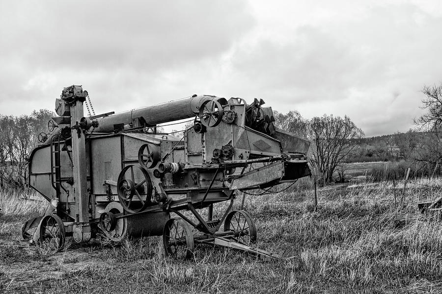 Steampunk Thresher Monochrome Photograph by Alana Thrower