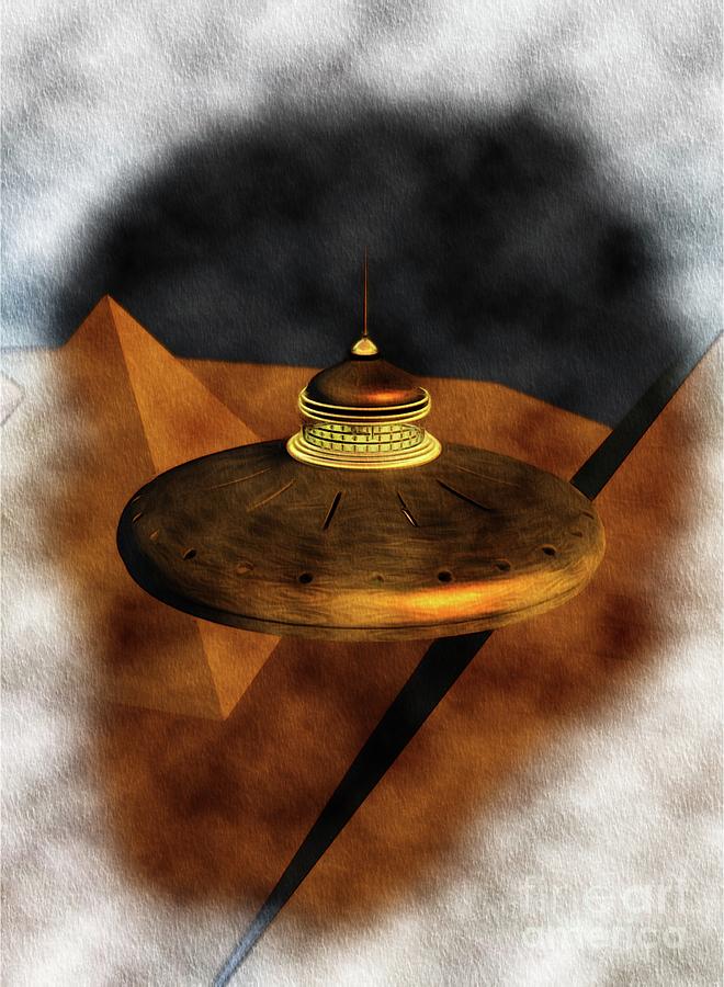 Steampunk Ufo In Ancient Egypt Painting