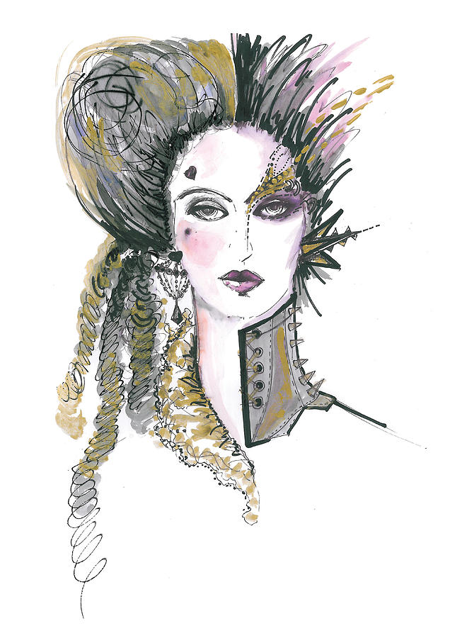 Steampunk Watercolor fashion illustration Painting by Marian Voicu
