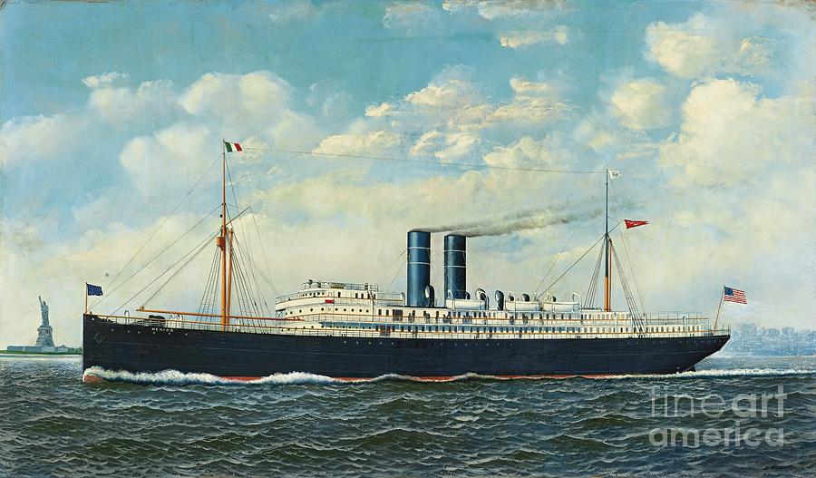 Steamship Merida In New York Harbor Painting by MotionAge Designs