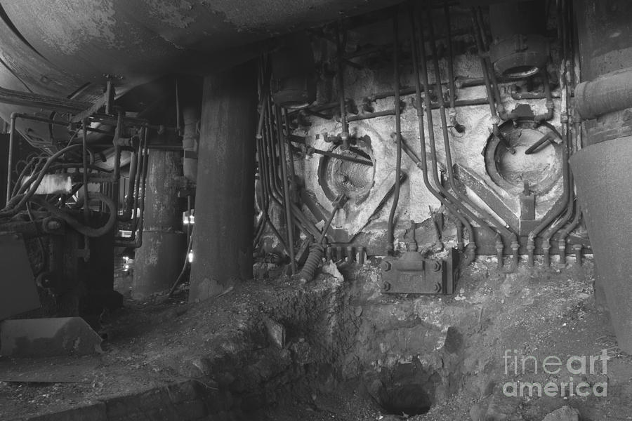 Steel industrial equipment in black and white Photograph by Karen Foley