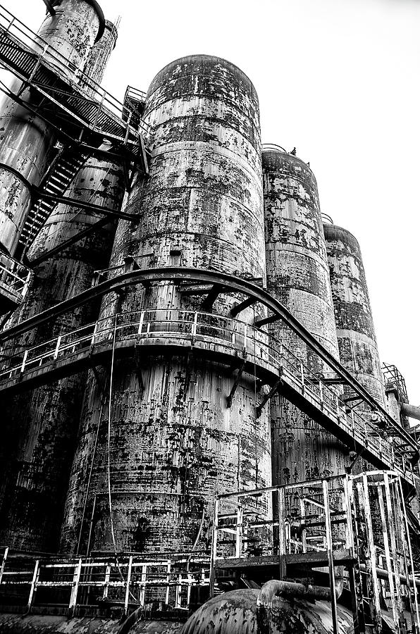 Steel Mill - Bethlehem Pennsylvania in Black and White Photograph by Bill Cannon
