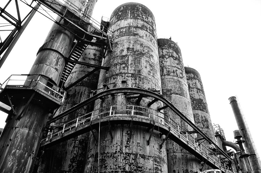 Steel Mill in Bethlehem in Black and White Photograph by Bill Cannon