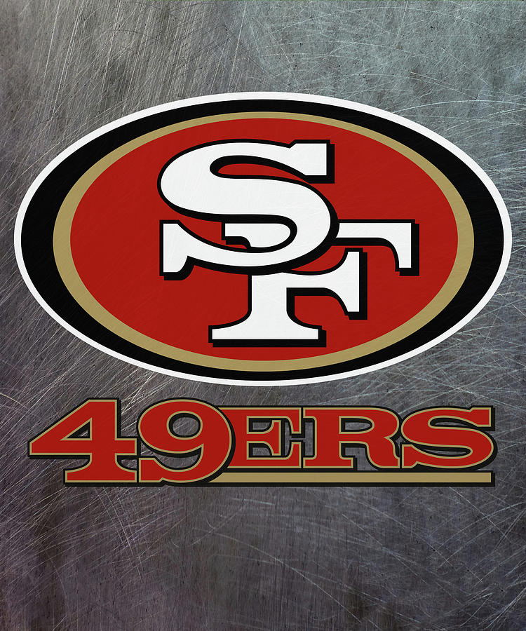 San Francisco 49ers on an abraded steel texture Mixed Media by Movie Poster Prints