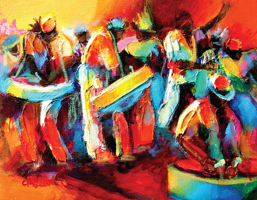 Abstract Painting - Steel Pan Revellers by Cynthia McLean