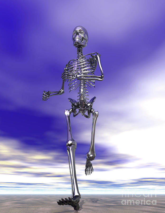 Steel Running Skeleton on wet sand Digital Art by Nicholas Burningham