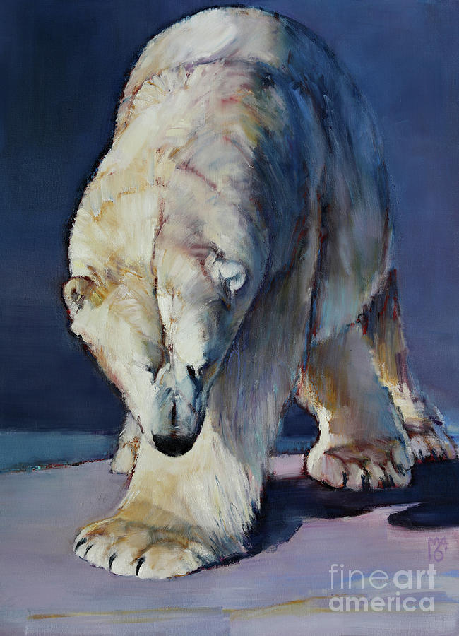 Polar Bear Painting - Steel Sky by Mark Adlington
