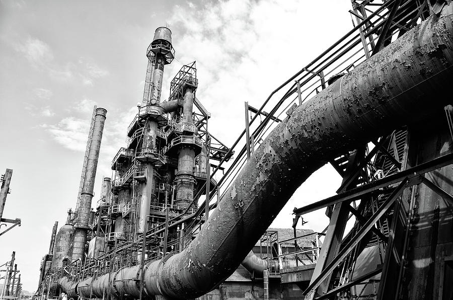 Steel Stacks in Black and White Photograph by Bill Cannon