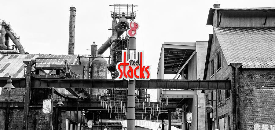 Steel Stacks Sign - Bethelehem Pennsylvania Photograph by Bill Cannon