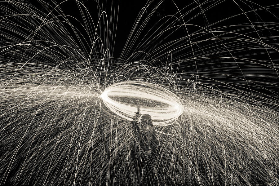 Black And White Photograph - Steel Wool Light Works by Georgia Clare