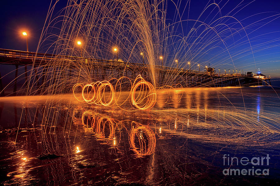 Steel Wool Spinning at the Imperial Beach Pier Photograph by Sam Antonio