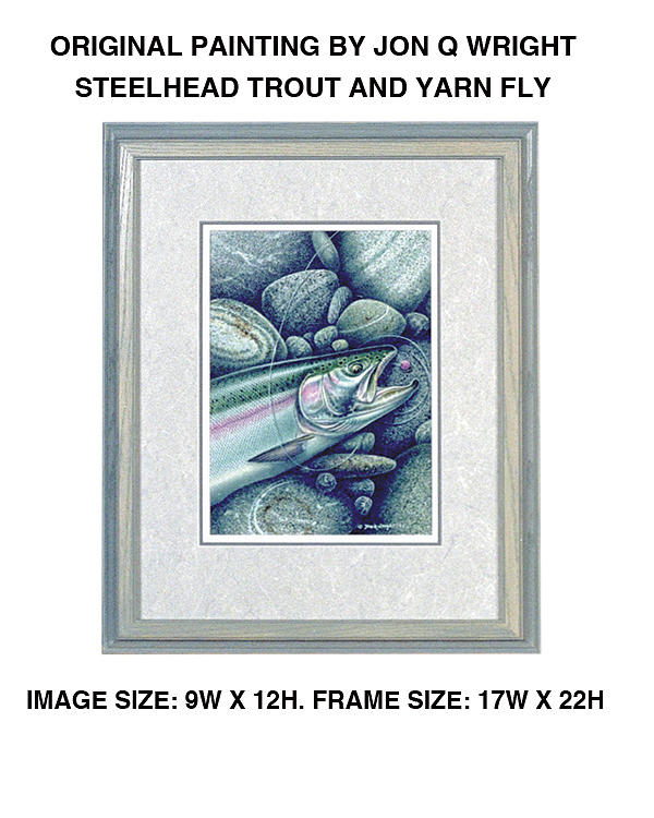 Fish Painting - Steelhead and Yarn Fly by JQ Licensing