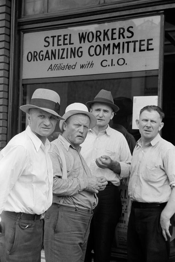 Sign Photograph - Steelworkers At A Union Storefront. The by Everett