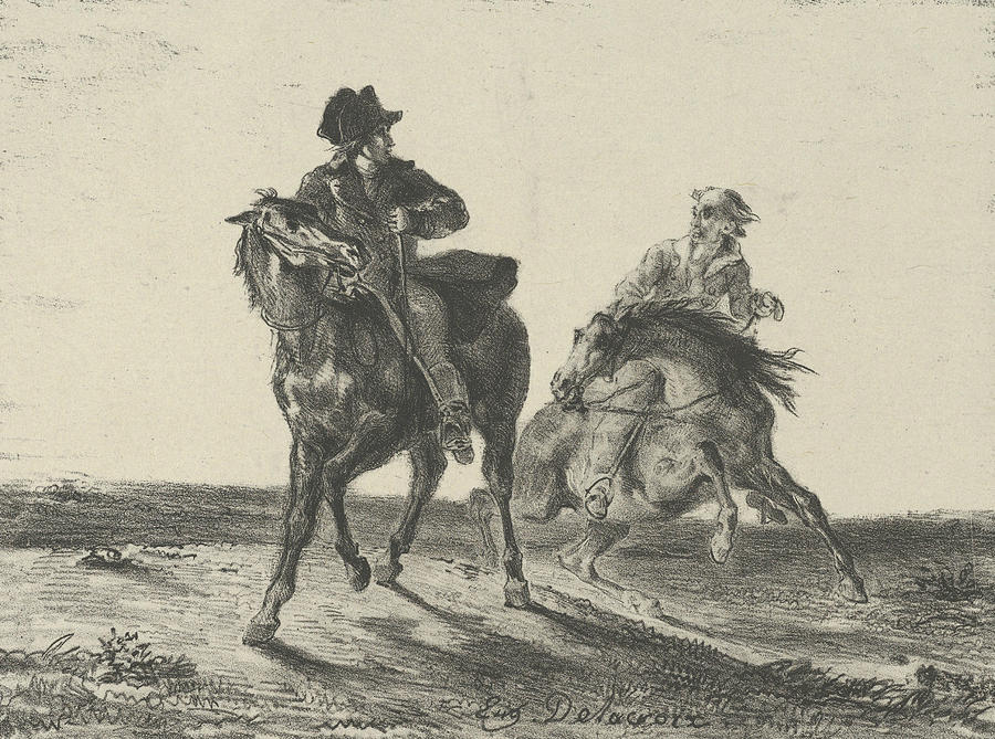 Steenie or Redgauntlet Pursued by a Goblin on Horseback Relief by Eugene Delacroix