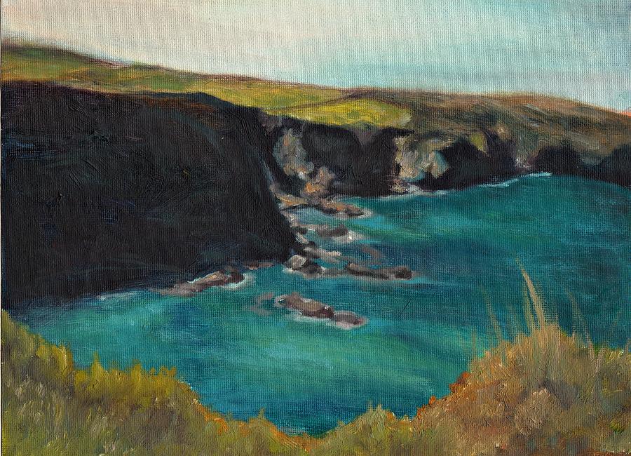 Steep cliffs and sea Painting by Saima Shaik - Fine Art America