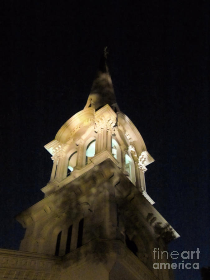 Steeple at Night Photograph by Elizabeth Dow