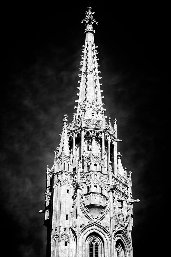 Steeple Matthias Church Budapest black and white Photograph by Matthias Hauser