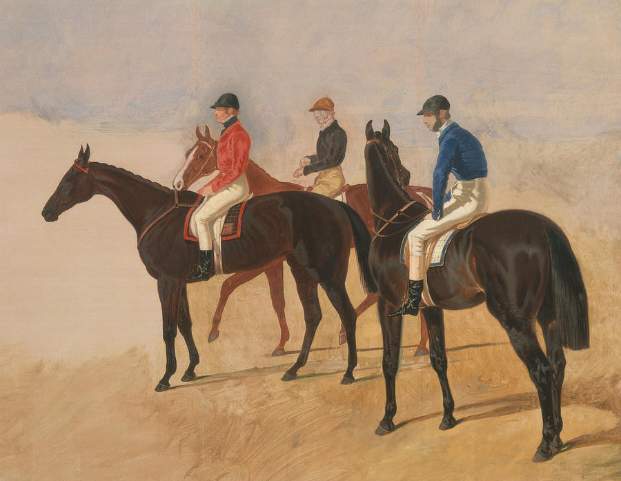 Horse Painting - Steeplechase Cracks - Allen McDonough on Brunette, Tom Oliver on Discount, and Jem Mason on Lottery by John Frederick Herring