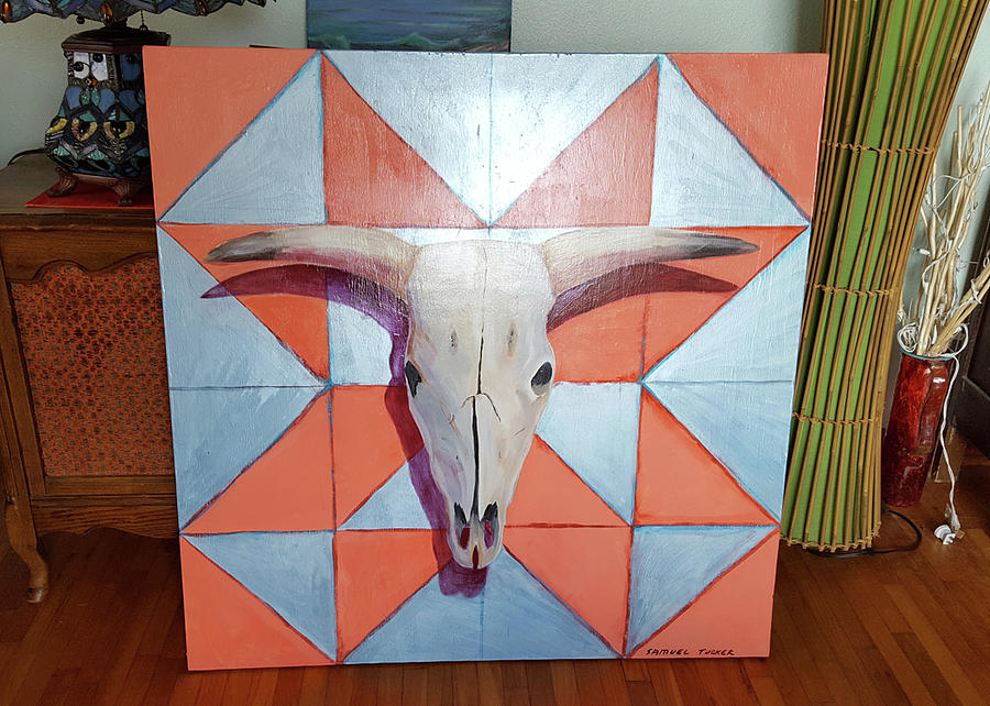 Steer Horn Barn Quilt Painting By Samuel Tucker