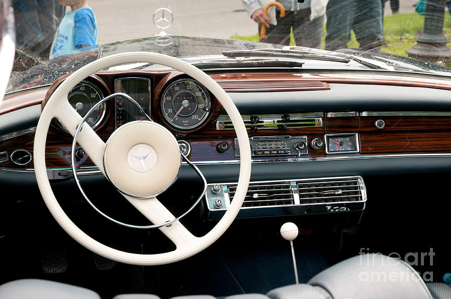 Steering wheel in old Mercedes Photograph by Arletta Cwalina
