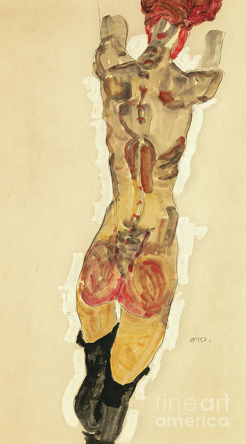 Egon Schiele Painting - Stehender Ruckenakt by Egon Schiele