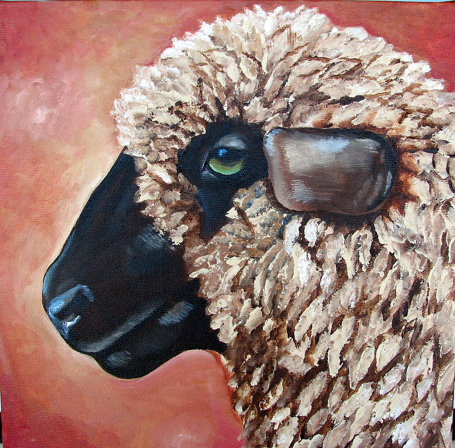 Sheep Painting - Stella by Laura Carey