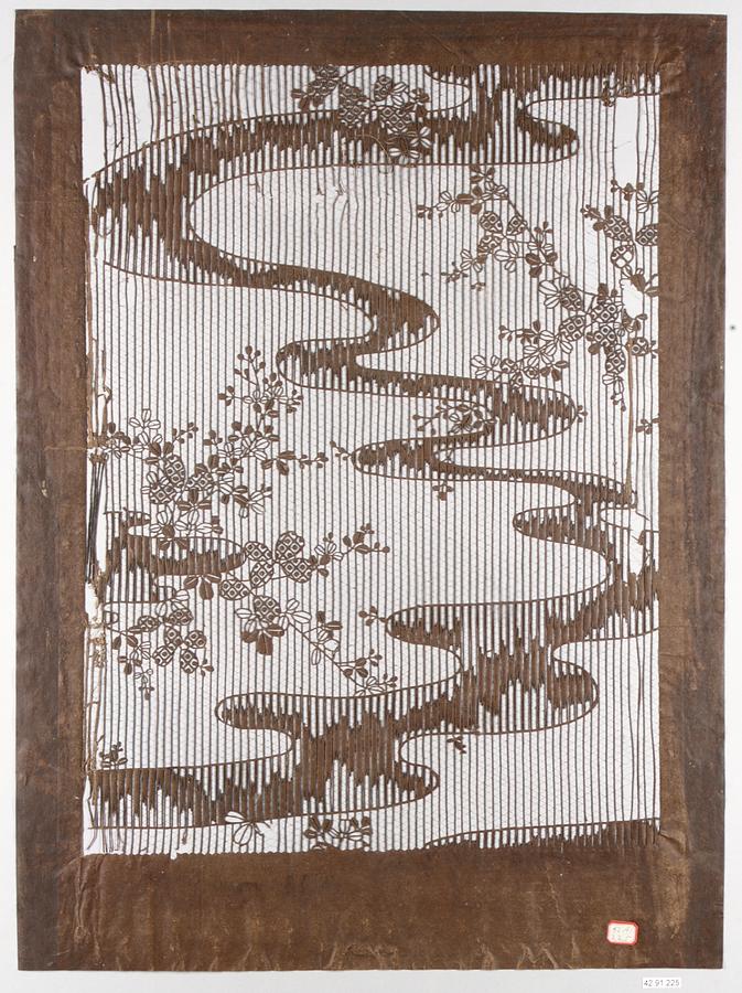 Snake Painting - Stencil for Textile with Pattern of Bush Clover and Meandering Stream by MotionAge Designs