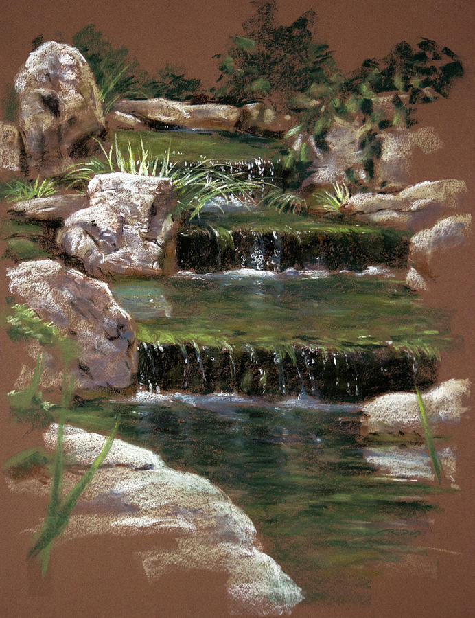 Step Falls Garden Painting by Christopher Reid