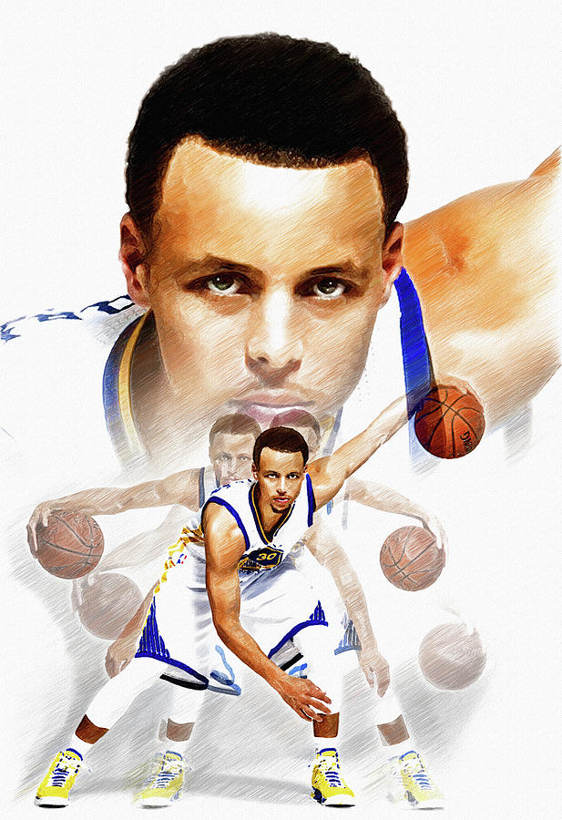 Stephen Curry Painting - Steph Curry 2017 Profile by John Farr
